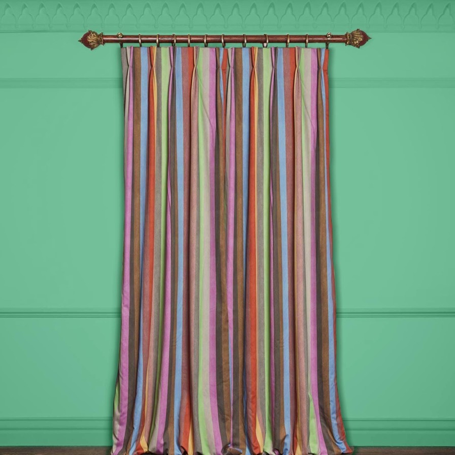 Fabric House of Hackney | Iridis Stripe Cotton Satin Curtain-Prism