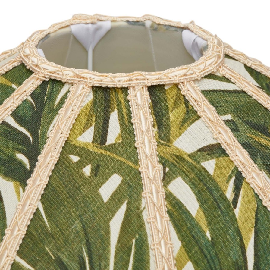 Accessories House of Hackney Lampshades | Palmeral Cotton Linen Nile Lampshade-Off White & Green