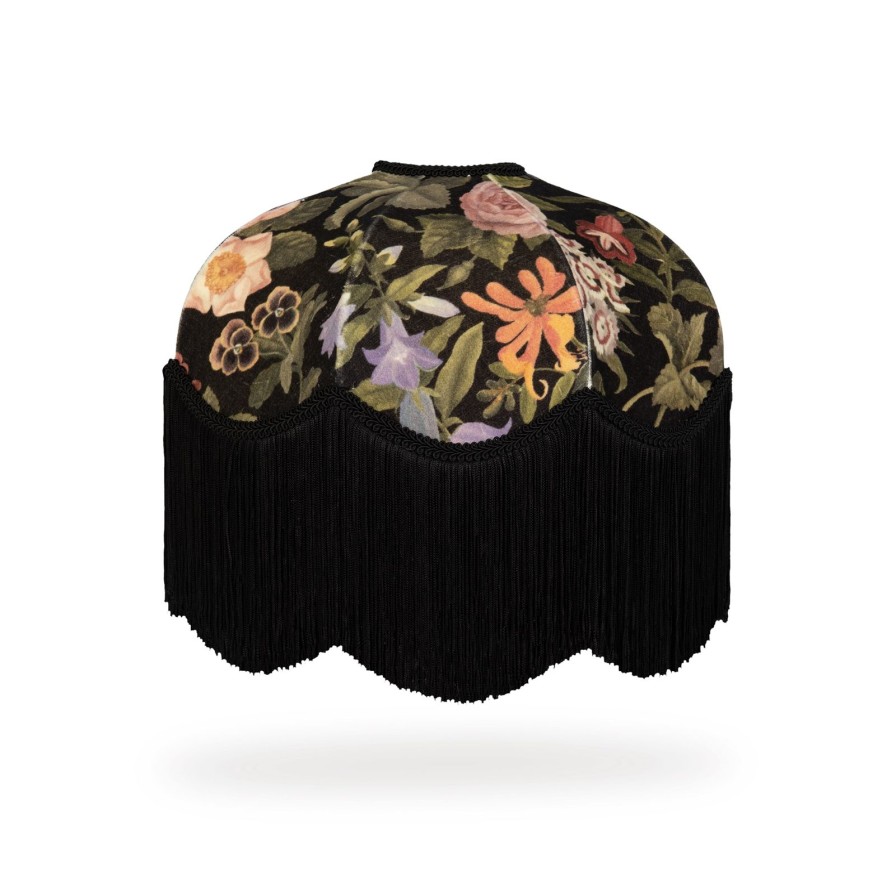 Accessories House of Hackney Lampshades | Floralia Velvet Tilia Lampshade-Noir