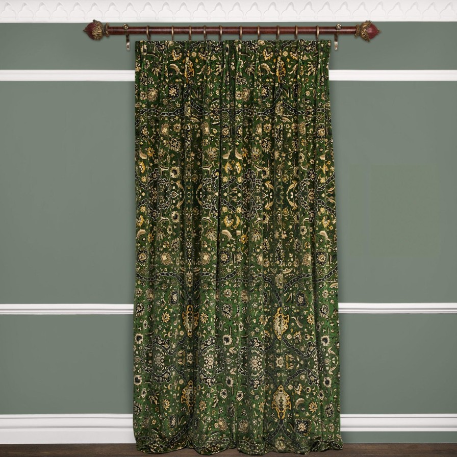 Fabric House of Hackney | Zanjan Velvet Curtain-Juniper Green