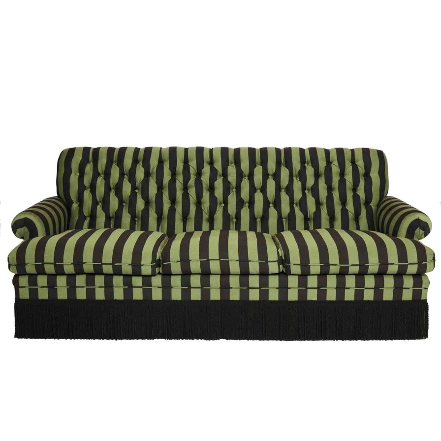 Furnishings House of Hackney Sofas | Camelot Stripe Jacquard Wilton 3-Seater Sofa-Verdigris And Noir