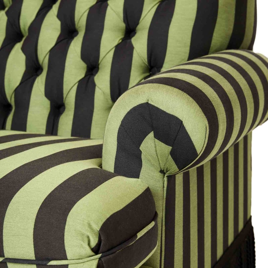Furnishings House of Hackney Sofas | Camelot Stripe Jacquard Wilton 3-Seater Sofa-Verdigris And Noir