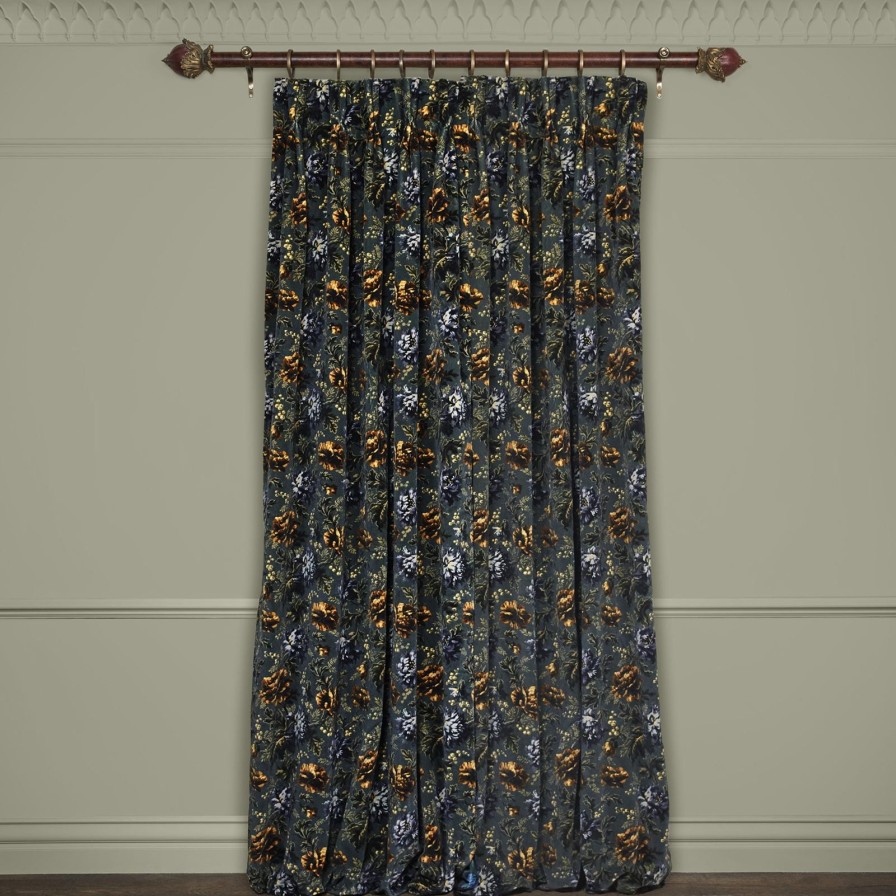 Fabric House of Hackney | Opia Velvet Curtain-Petrol