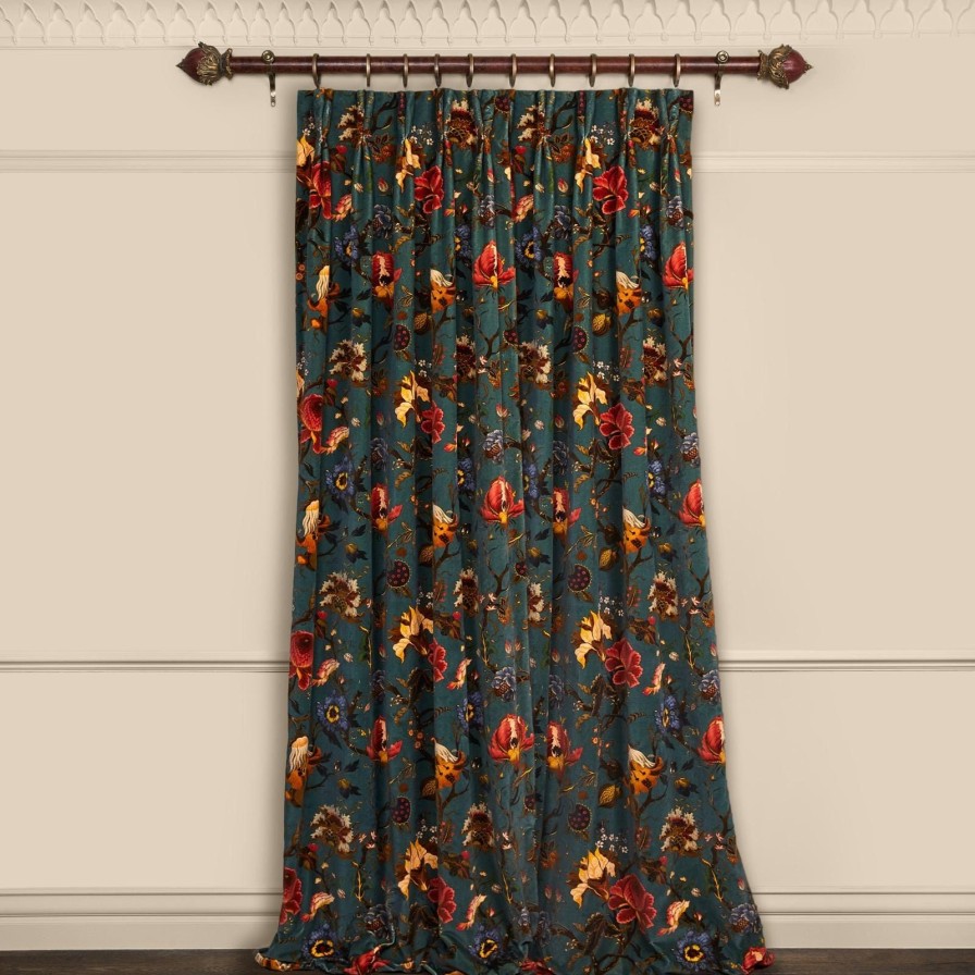 Fabric House of Hackney | Artemis Velvet Curtain-Petrol