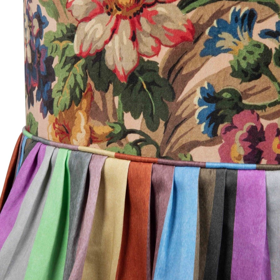 Furnishings House of Hackney Bottomans | Florescence Skirted Bottoman-Alabaster And Iridis Stripe