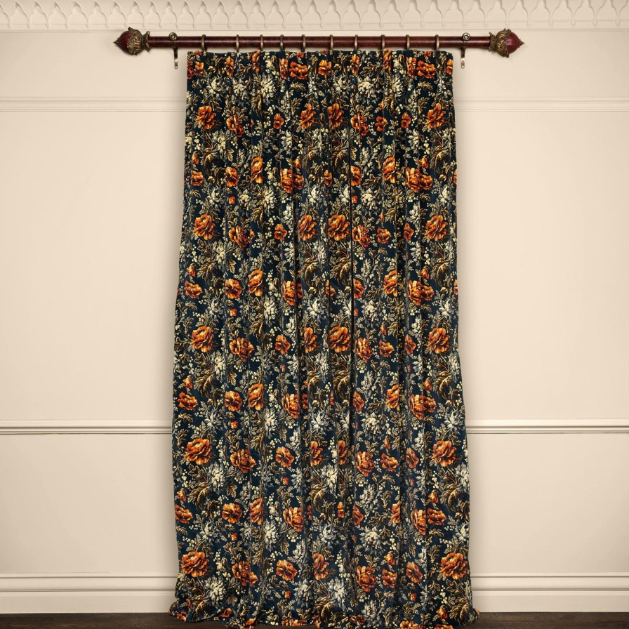 Fabric House of Hackney | Opia Velvet Curtain-Midnight