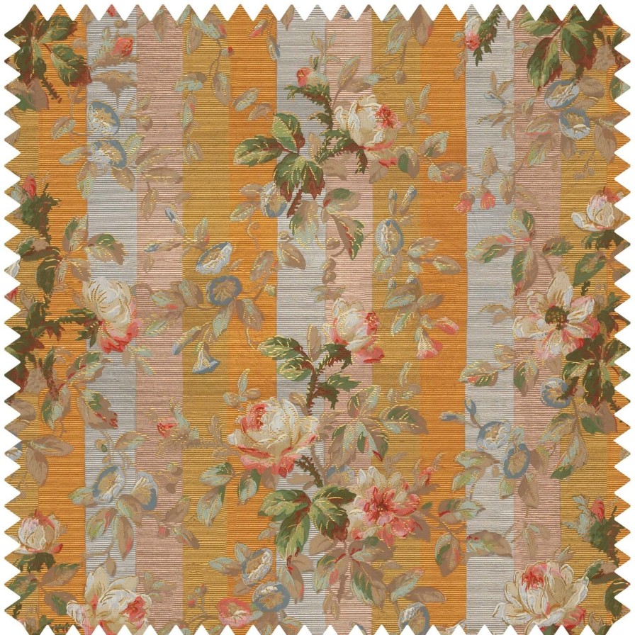 Wallpaper House of Hackney | Rainbow Rose Cotton Linen-Dusk Stripe