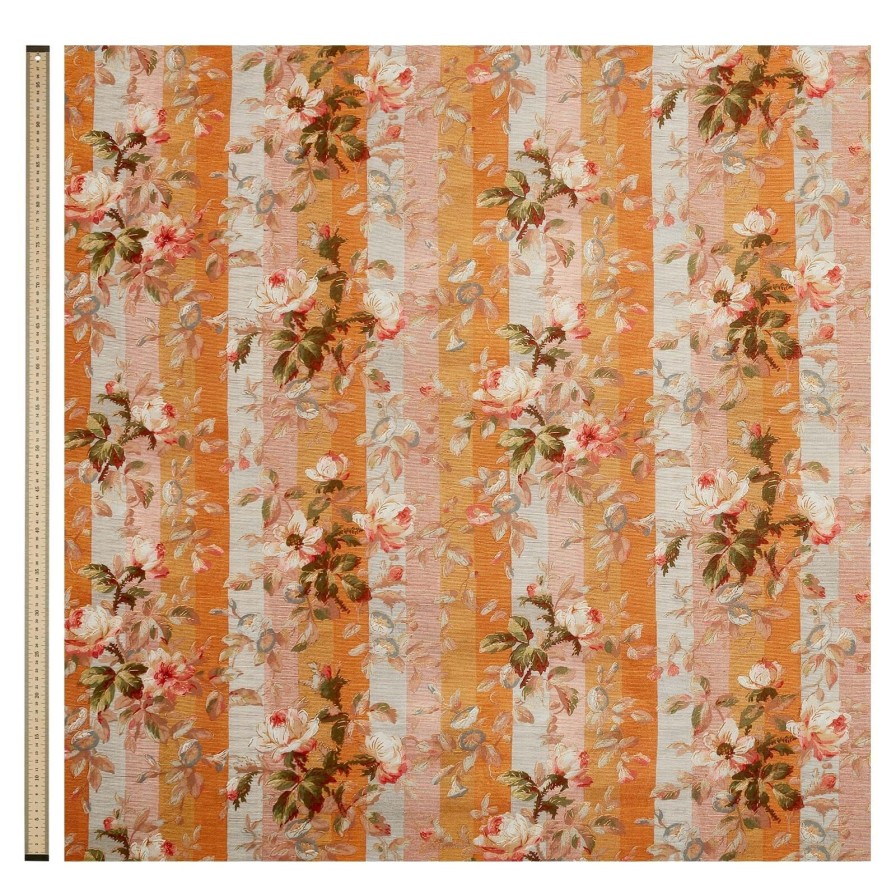 Wallpaper House of Hackney | Rainbow Rose Cotton Linen-Dusk Stripe