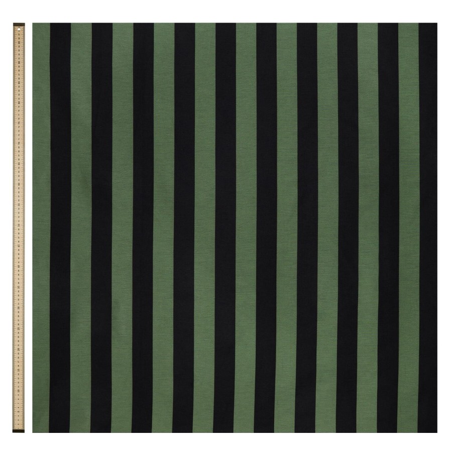 Wallpaper House of Hackney | Camelot Stripe Jacquard Blind-Verdigris And Noir