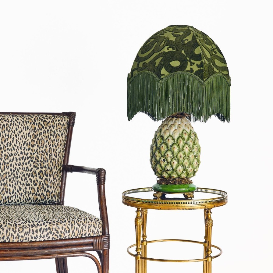 Accessories House of Hackney Lampshades | Anaconda Cut-Velvet Oria Lampshade-Olive Green