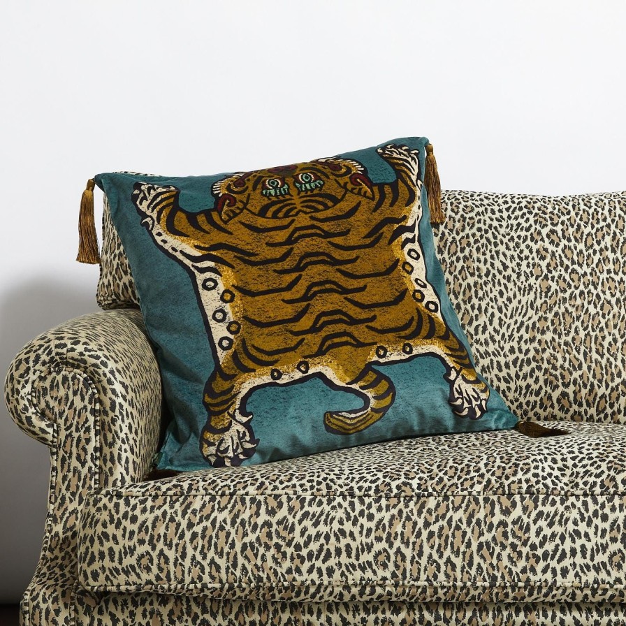 Accessories House of Hackney Animal Cushions | Saber Large Tassel Velvet Cushion-Teal
