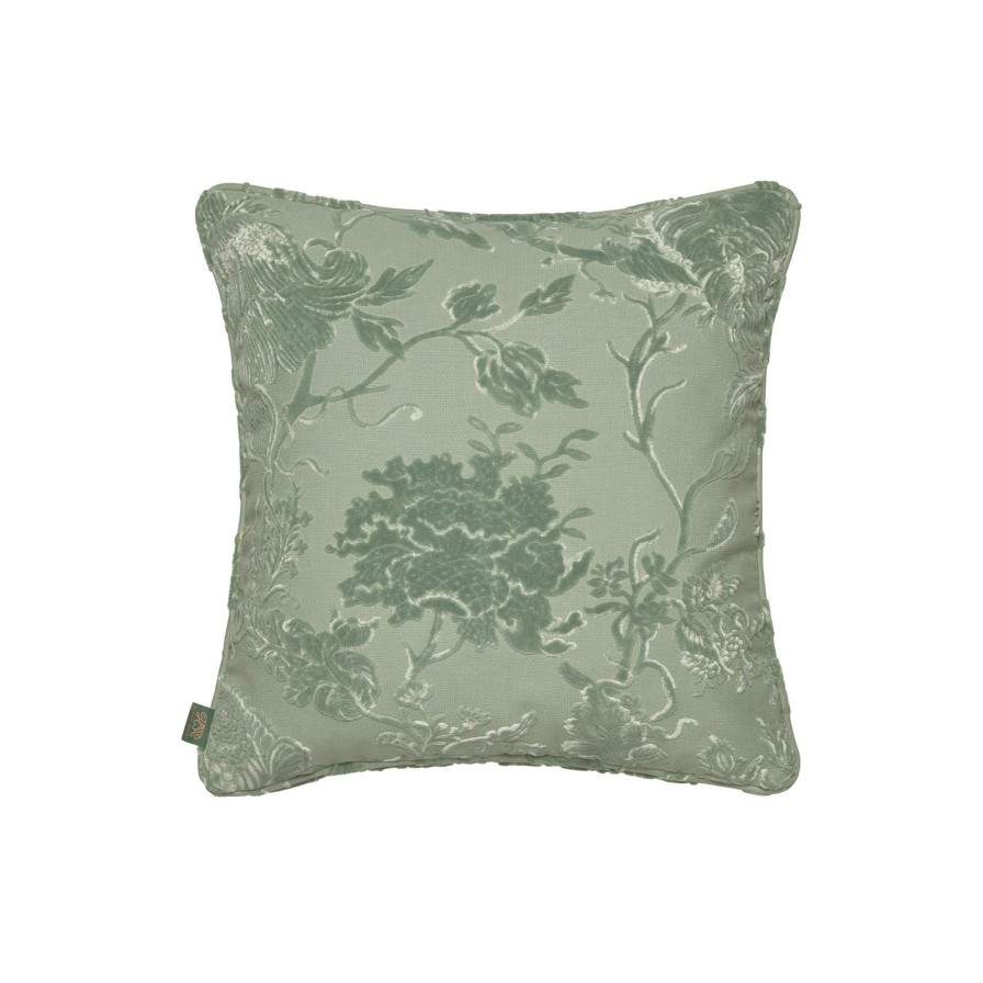 Accessories House of Hackney Floral Cushions | Artemis Medium Cut-Velvet Cushion-Eucalyptus