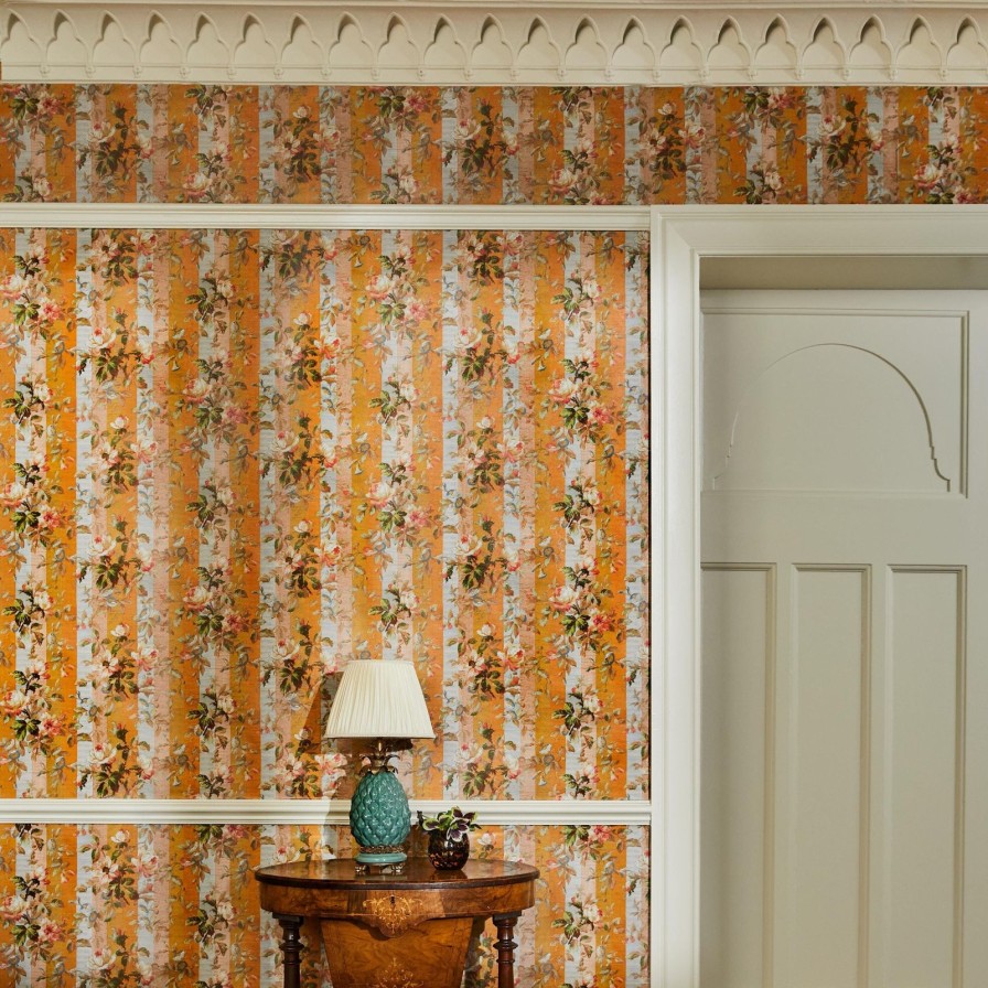 Wallpaper House of Hackney | Rainbow Rose Wallpaper-Dusk Stripe