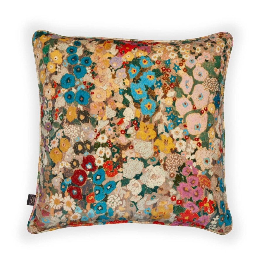 Accessories House of Hackney Floral Cushions | Hollyhocks Large Velvet Cushion-Autumn