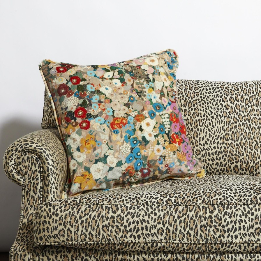 Accessories House of Hackney Floral Cushions | Hollyhocks Large Velvet Cushion-Autumn