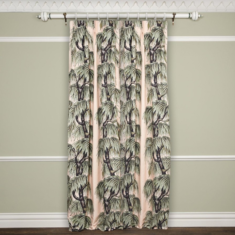 Fabric House of Hackney | Babylon Cotton Linen Curtain-Blush/Willow