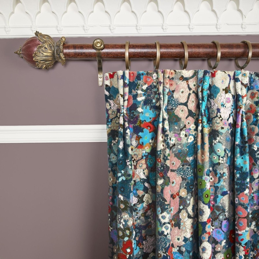 Fabric House of Hackney | Hollyhocks Velvet Curtain-Winter