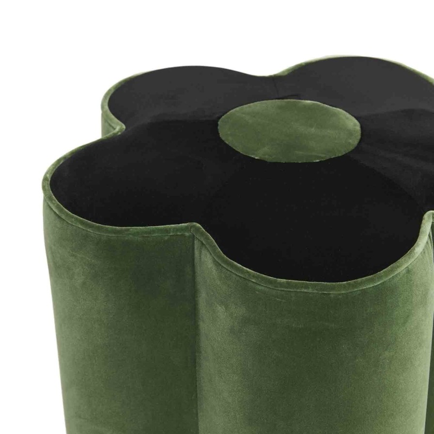 Furnishings House of Hackney Bottomans | Flower Power Velvet Bottoman-Green And Black