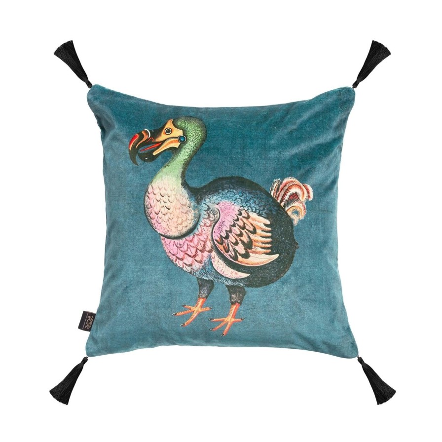 Accessories House of Hackney Animal Cushions | Dodo Medium Tassel Velvet Cushion-Petrol