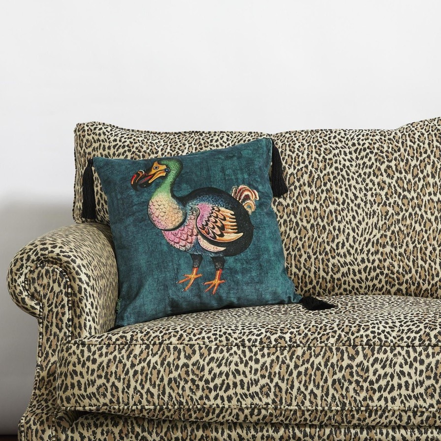 Accessories House of Hackney Animal Cushions | Dodo Medium Tassel Velvet Cushion-Petrol