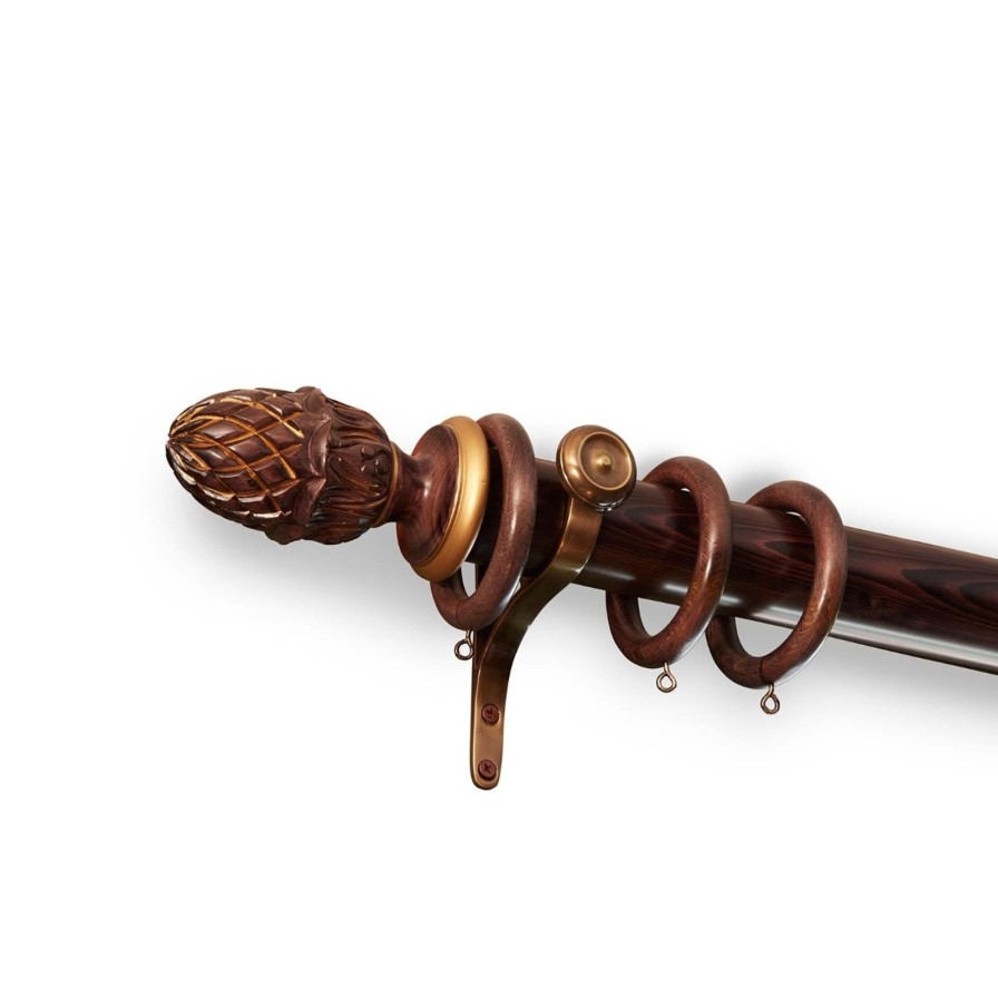 Furnishings House of Hackney Curtain Poles | Pineapple Stained Wood Pole & Finial Set 51Mm