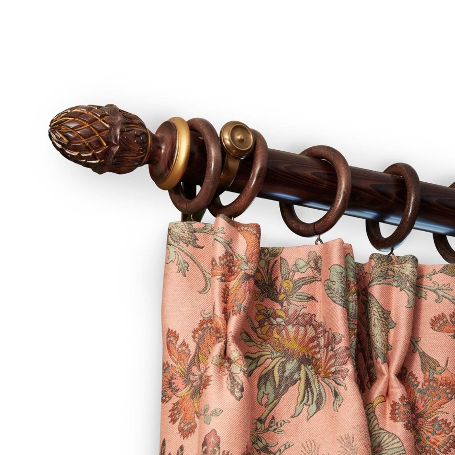 Furnishings House of Hackney Curtain Poles | Pineapple Stained Wood Pole & Finial Set 51Mm