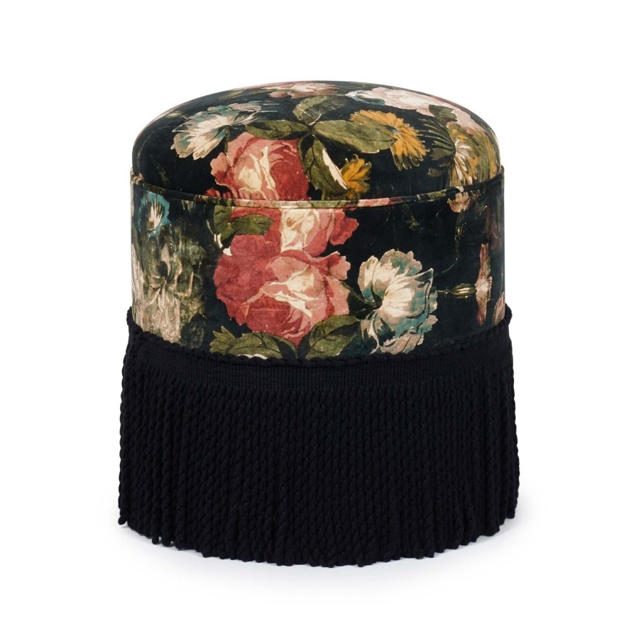 Furnishings House of Hackney Bottomans | Midnight Garden Velvet Bottoman-Multi