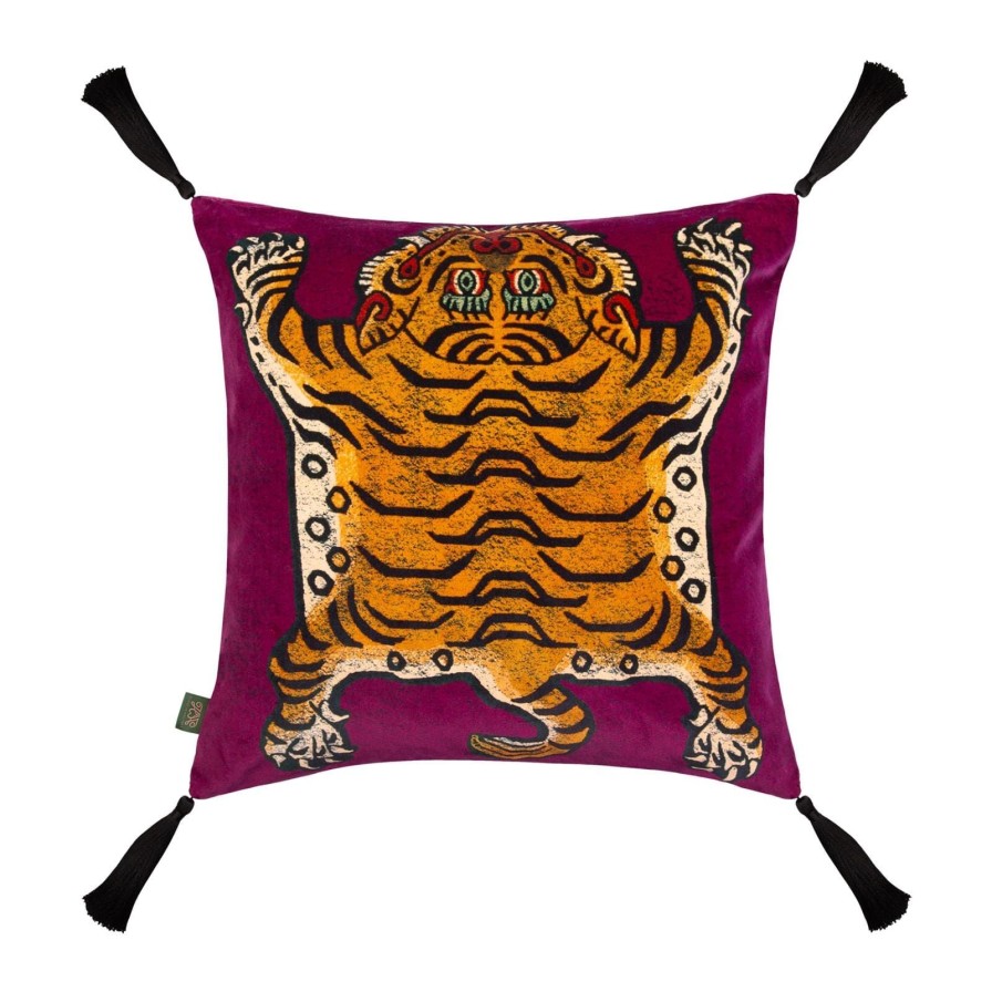 Accessories House of Hackney Animal Cushions | Saber Medium Tassel Velvet Cushion-Almandine