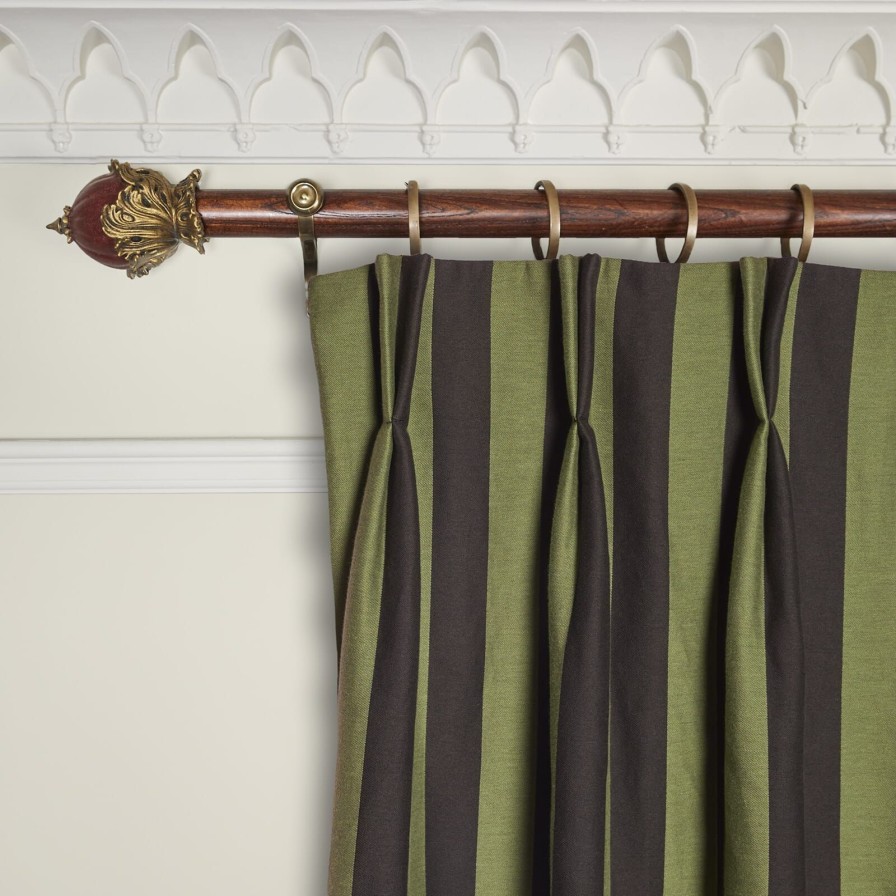 Wallpaper House of Hackney | Camelot Stripe Jacquard Curtain-Vedrigris And Noir