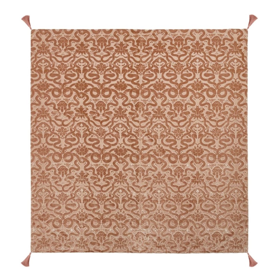 Furnishings House of Hackney Bedding | Anaconda Velvet Blanket-Dusky Pink
