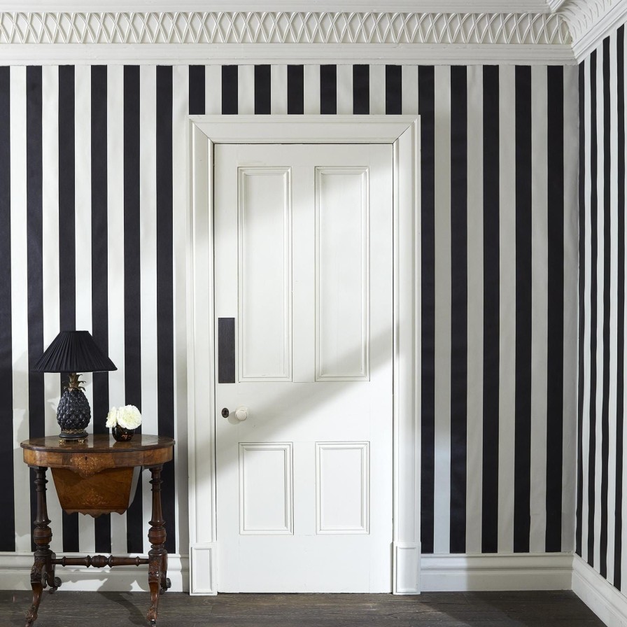 Wallpaper House of Hackney | Mono Stripe Wallpaper-Off Black/Oyster
