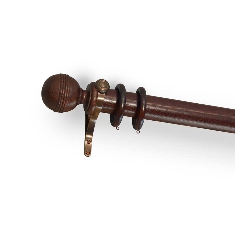 Furnishings House of Hackney Curtain Poles | Wooden Ball Oak Pole & Finial Set 51Mm