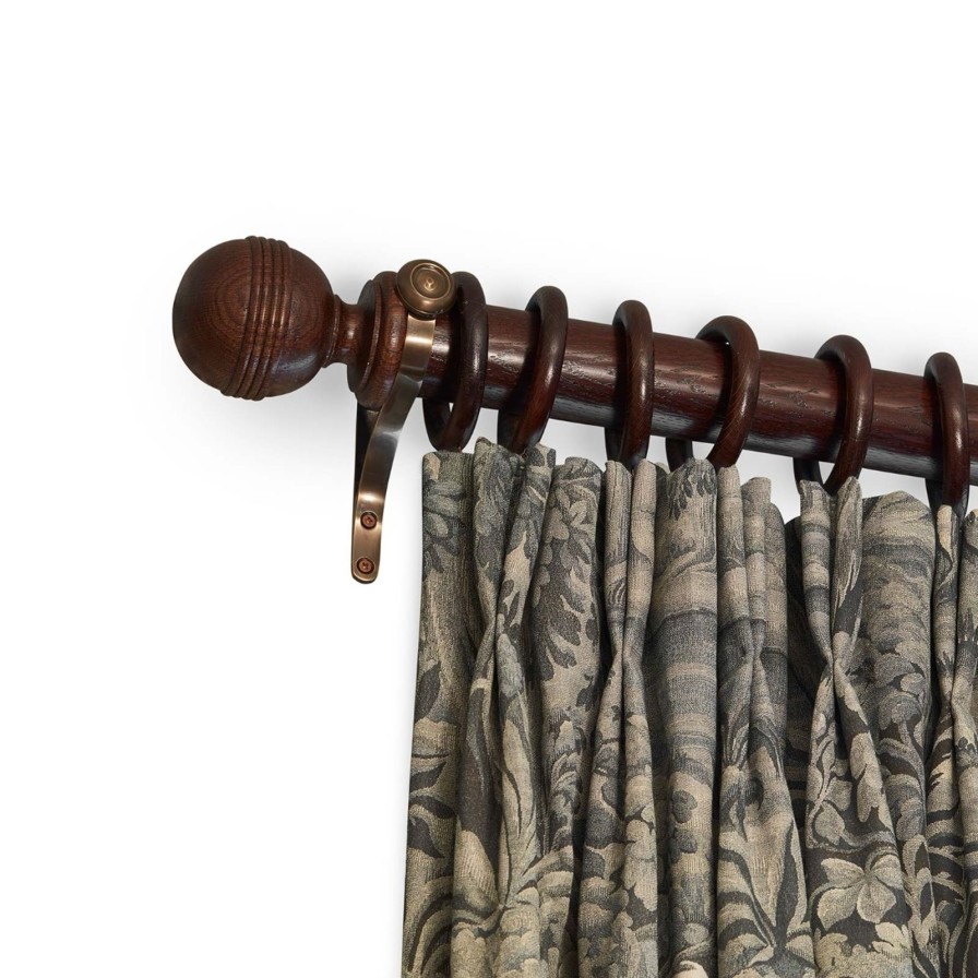 Furnishings House of Hackney Curtain Poles | Wooden Ball Oak Pole & Finial Set 51Mm