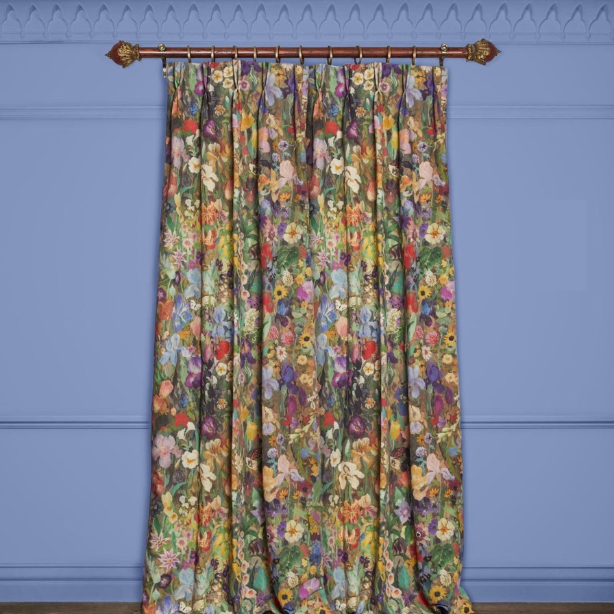 Fabric House of Hackney | Floribunda Magna Cotton Linen Curtain-Zenith