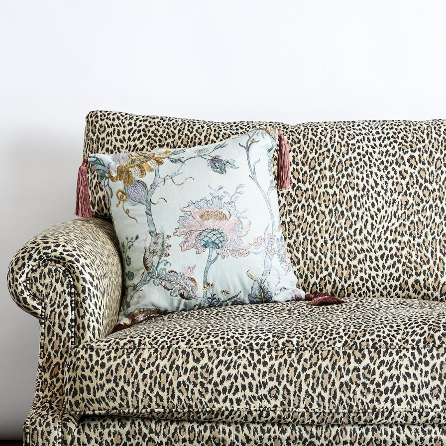 Accessories House of Hackney Floral Cushions | Artemis Medium Tassel Embroidered Linen Cushion-Pistachio