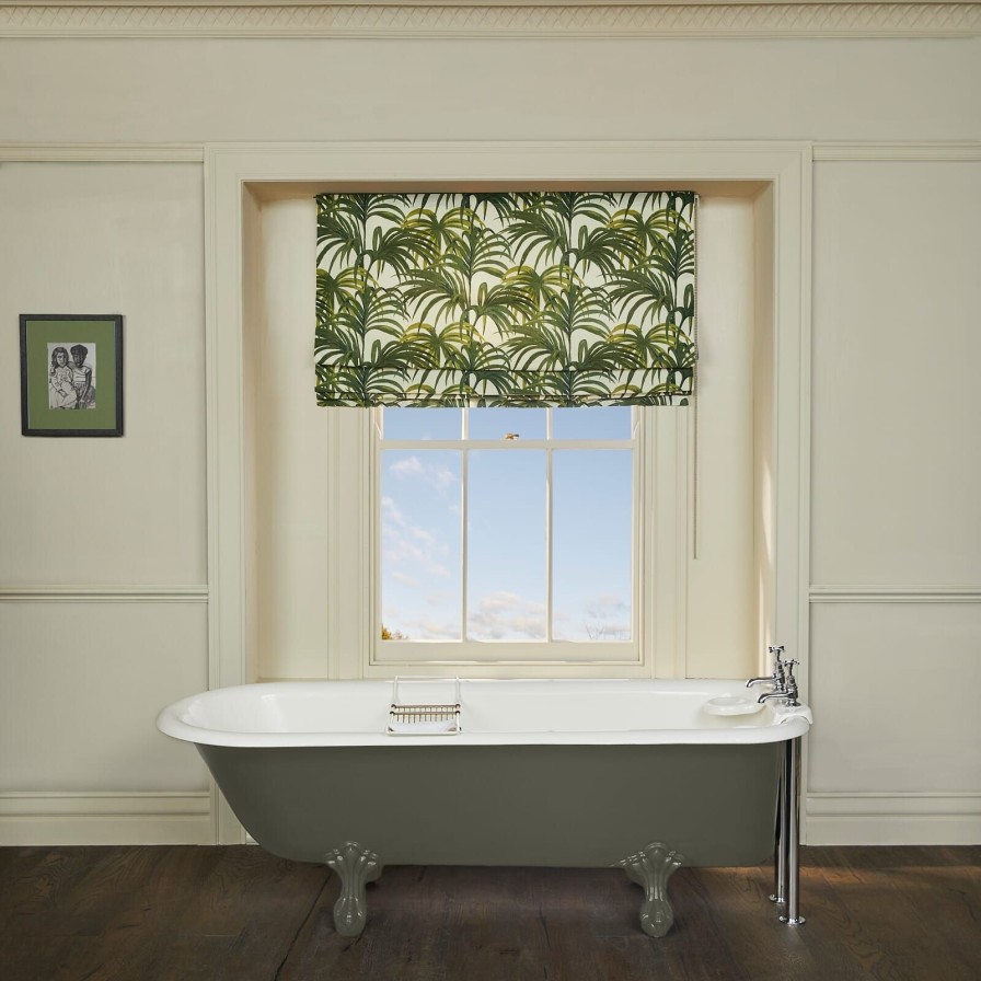 Fabric House of Hackney | Palmeral Cotton Linen Blind-Off White & Green