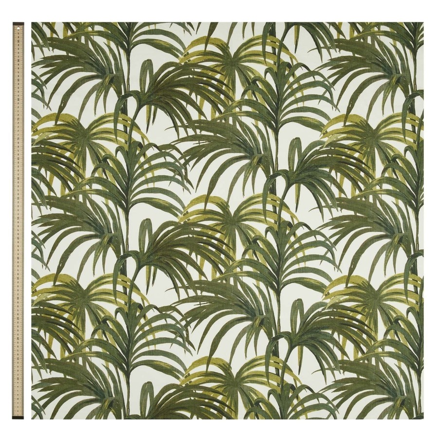 Fabric House of Hackney | Palmeral Cotton Linen Blind-Off White & Green