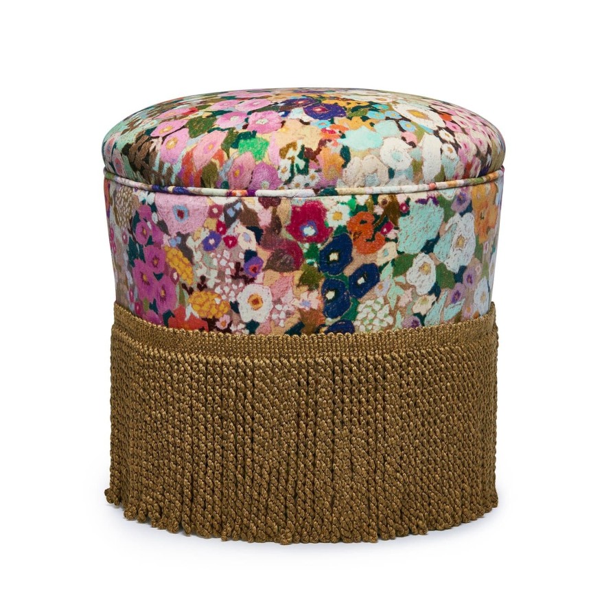 Furnishings House of Hackney Bottomans | Hollyhocks Velvet Bottoman-Spring