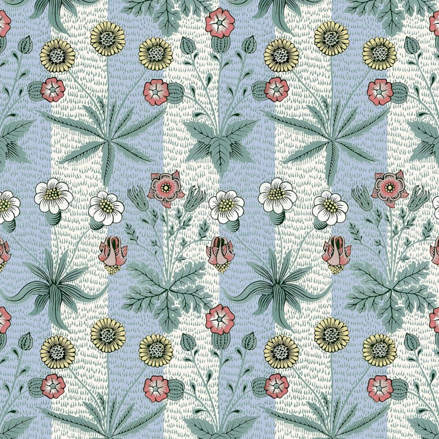 Wallpaper House of Hackney | Daisy Stripe Wallpaper-Ether Blue