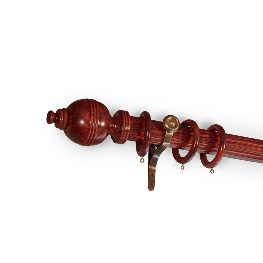 Furnishings House of Hackney Curtain Poles | Lantern Stained Wood Pole & Finial Set 63Mm