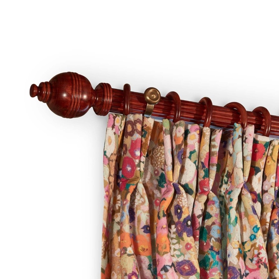 Furnishings House of Hackney Curtain Poles | Lantern Stained Wood Pole & Finial Set 63Mm