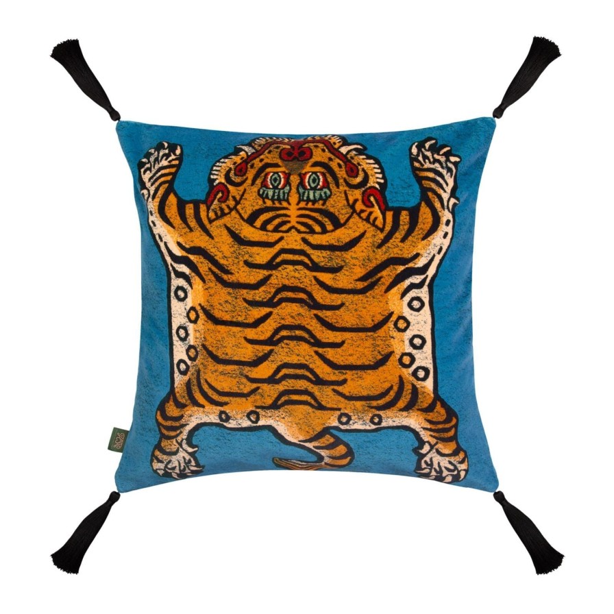 Accessories House of Hackney Animal Cushions | Saber Medium Tassel Velvet Cushion-Apatite