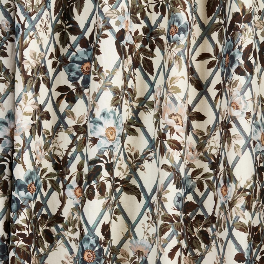 Fabric House of Hackney | Bryher Rose Cotton Linen Curtain-Lapis Blue
