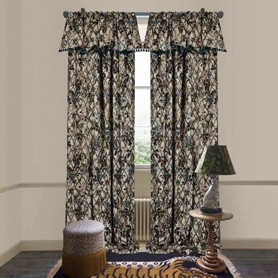 Fabric House of Hackney | Bryher Rose Cotton Linen Curtain-Lapis Blue