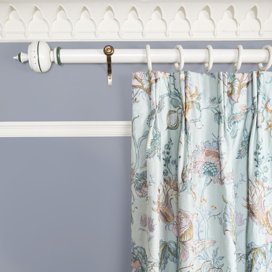 Fabric House of Hackney | Artemis Embroidered Linen Curtain-Pistachio