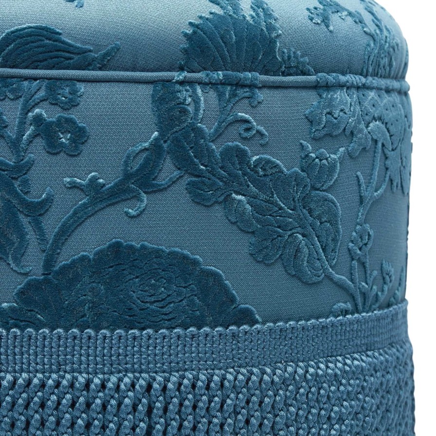 Furnishings House of Hackney Bottomans | Artemis Cut-Velvet Bottoman-Cerulean