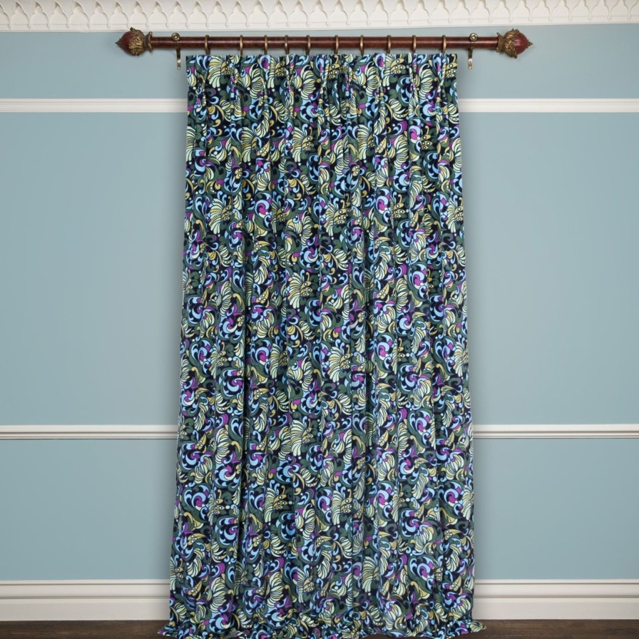 Fabric House of Hackney | Zennor Velvet Curtain-Ocean