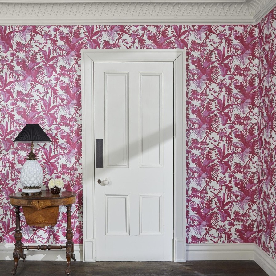 Wallpaper House of Hackney | Pampas Wallpaper-Off White & Azalea