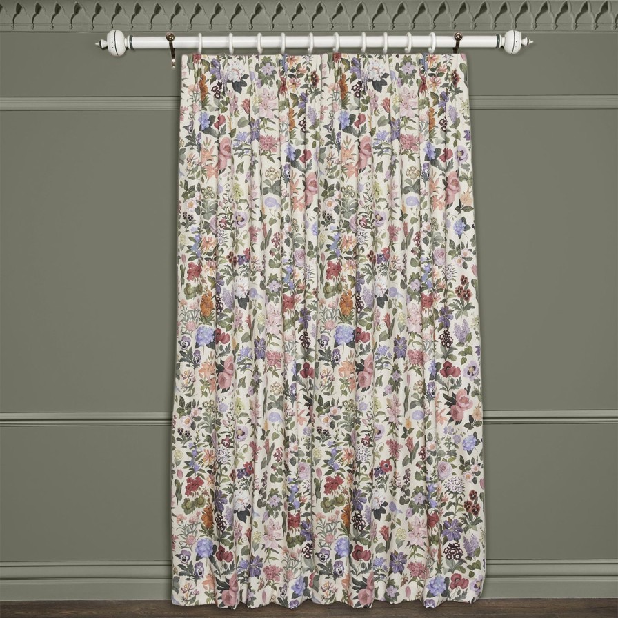 Fabric House of Hackney | Floralia Cotton Linen Curtain-Ecru