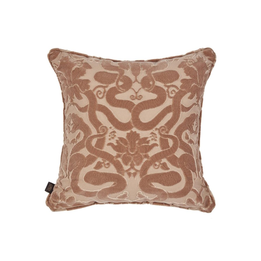 Accessories House of Hackney Animal Cushions | Anaconda Medium Cut-Velvet Cushion-Dusky Pink